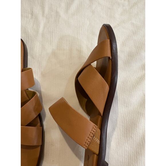 Madewell Tan Sandals The Mena Slide Leather Womens 6.5 Comfort Padding - Picture 9 of 12